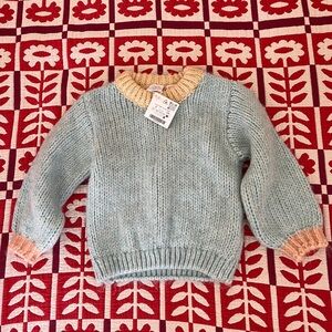 NWT Zara Kids Soft Knit Sweater - Light Blue and Peach